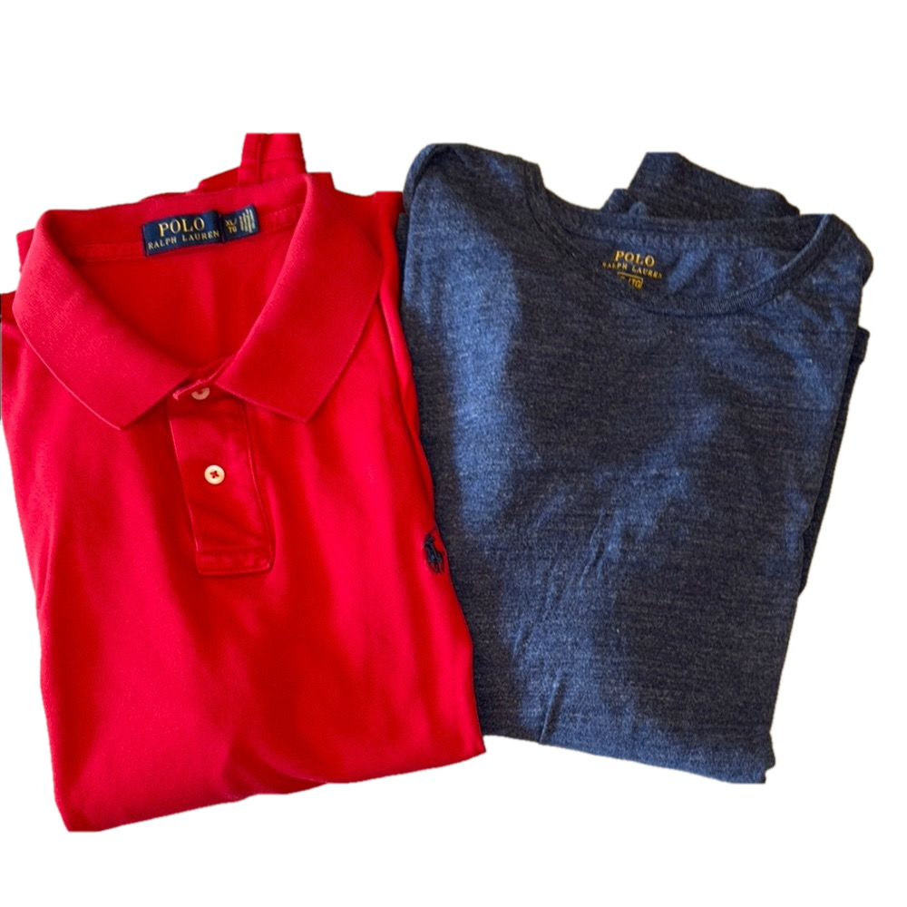 Polo Ralph Lauren Mens XL Red Polo and Blue Long Sleeve Tee Bundle